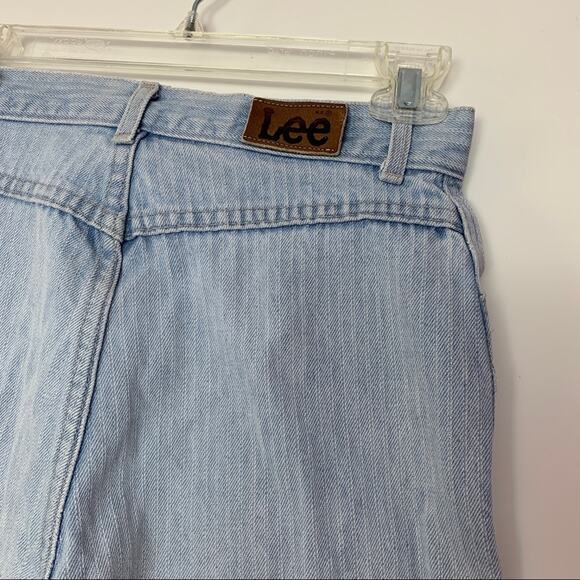 Vintage Lee Pinstripe High Waisted Mom Jeans Tapered Leg Pants Size 10 Light - Picture 4 of 7